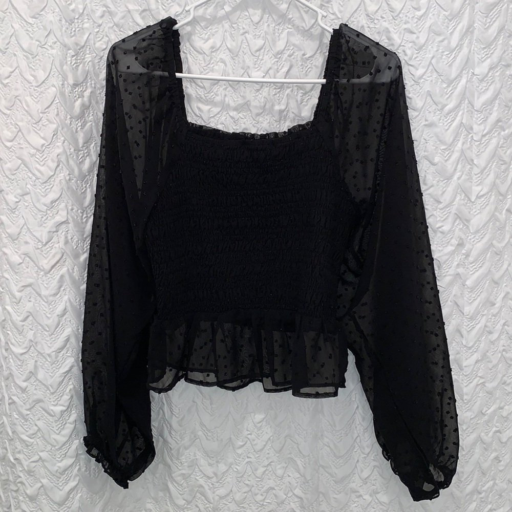 Black Sheer Off The Shoulder Vestique Blouse